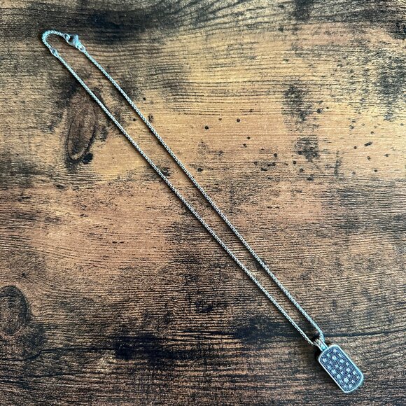 David Yurman Midnight Melange Dog Tag w/ Diamonds Necklace - 18" - RARE - Picture 5 of 16